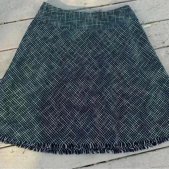 Coldwater Creek A-Line tweed Skirt Large black lined fringe business casual - Picture 1 of 7